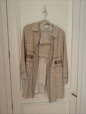Bogner Women’s Cream Tweed Coat Jacket - Classic Textured Design